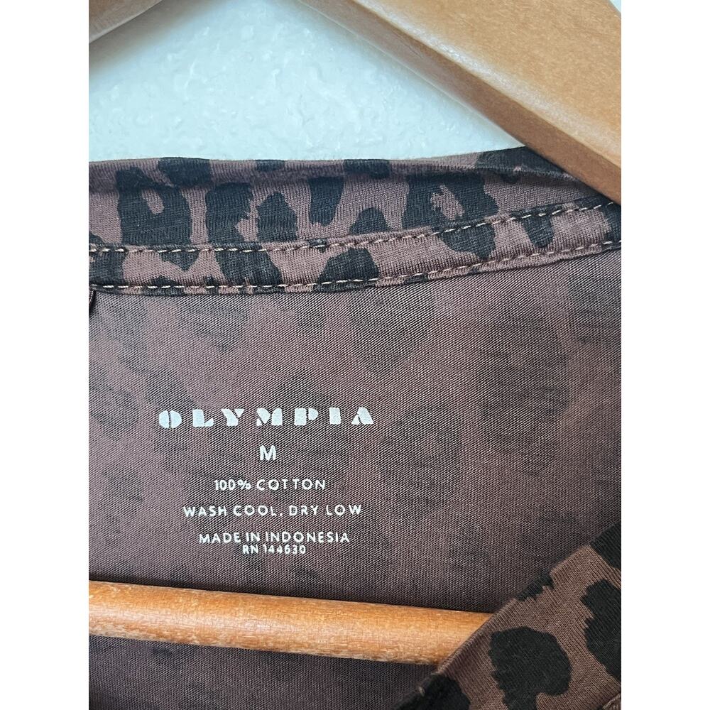 Olympia Activewear Cotton T Shirt Women’s Sz Medium Brown Animal Print Leopard - Picture 5 of 5